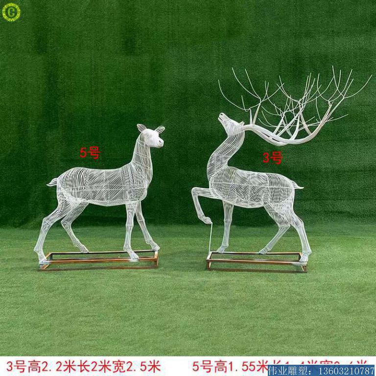 不锈钢镂空鹿雕塑 景观鹿雕塑4