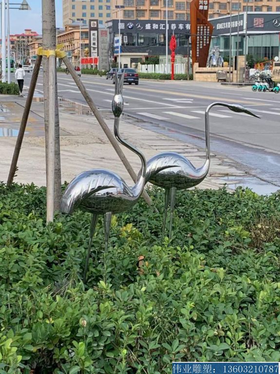 不锈钢仙鹤雕塑 公园动物雕塑1